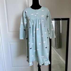 Hanna Andersson Flannel Nightgown Black Swan Ballet Print Girls 14/16 Minty Blue